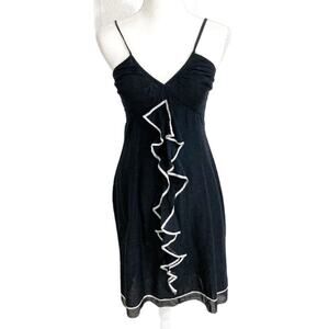 Ikito Silk Blend Black and White Ruffle Dress